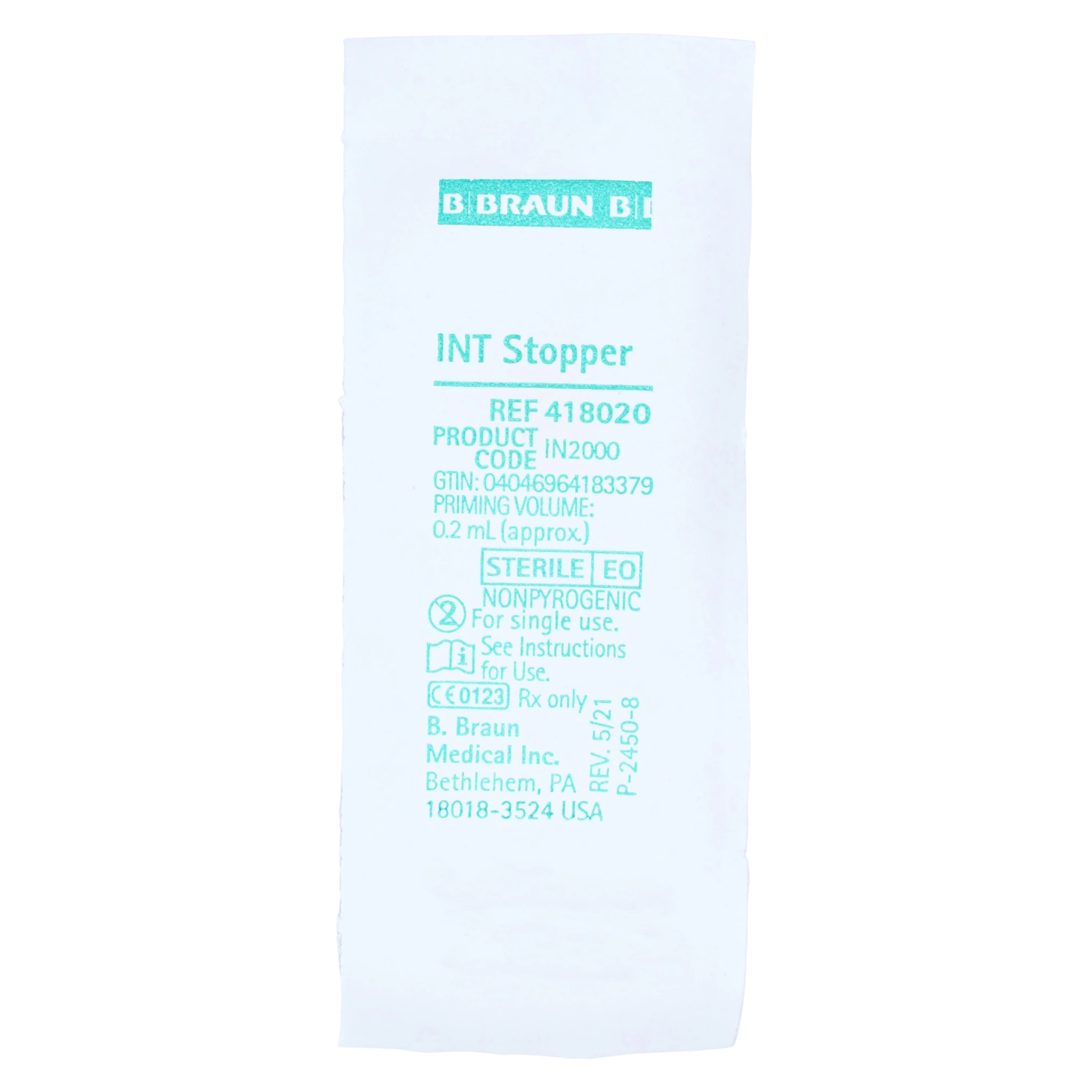 B. Braun Intermittent Injection Cap, 1-1/8" Male Luer Lock, 0.2 mL Priming Volume, Non-DEHP/Non-BPA, Sterile, Clear, 100/Case, 418020 - Intermittent Inject Cap - Image 1