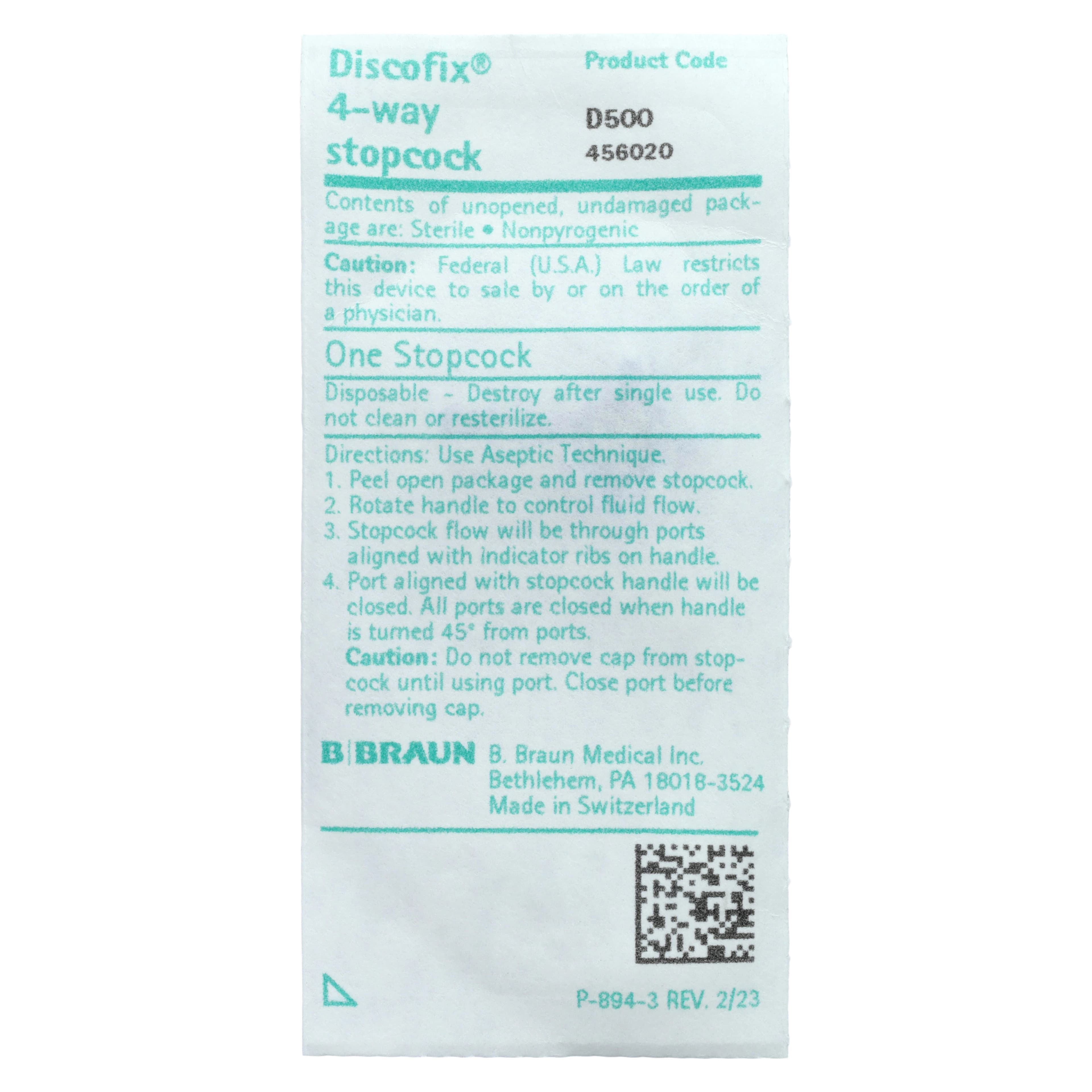 B. Braun Discofix 4-Way Stopcock, 2 Female Luer Lock Spin-Lock Connectors, Port Cover, Sterile, Non-DEHP/Non-PVC, 100/Case - Discofix Stopcock 4 Way - Image 1