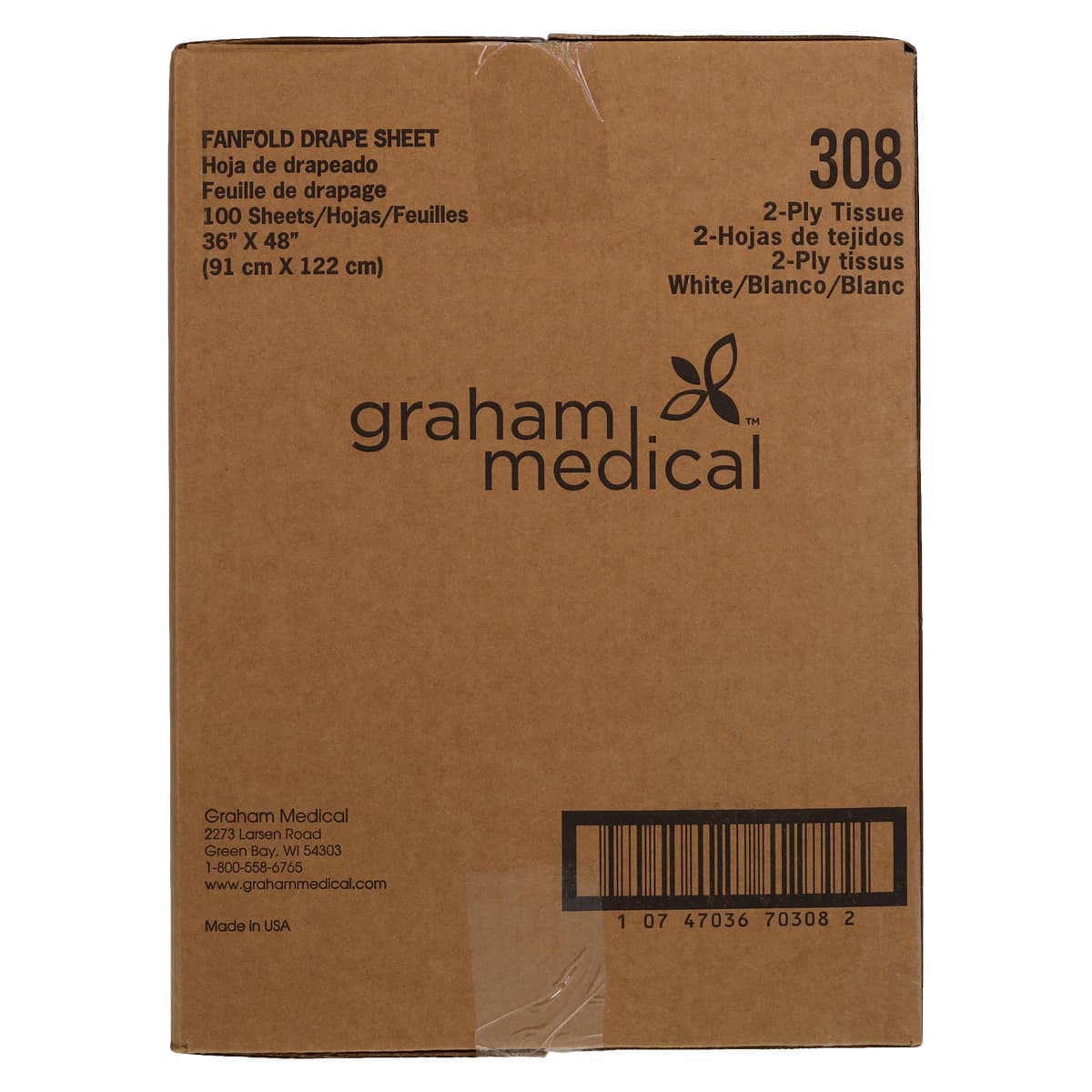 Graham Medical Fanfold Drape, 2-Ply Tissue, White, 36 in x 48 in, 100/Case thumbnail 3