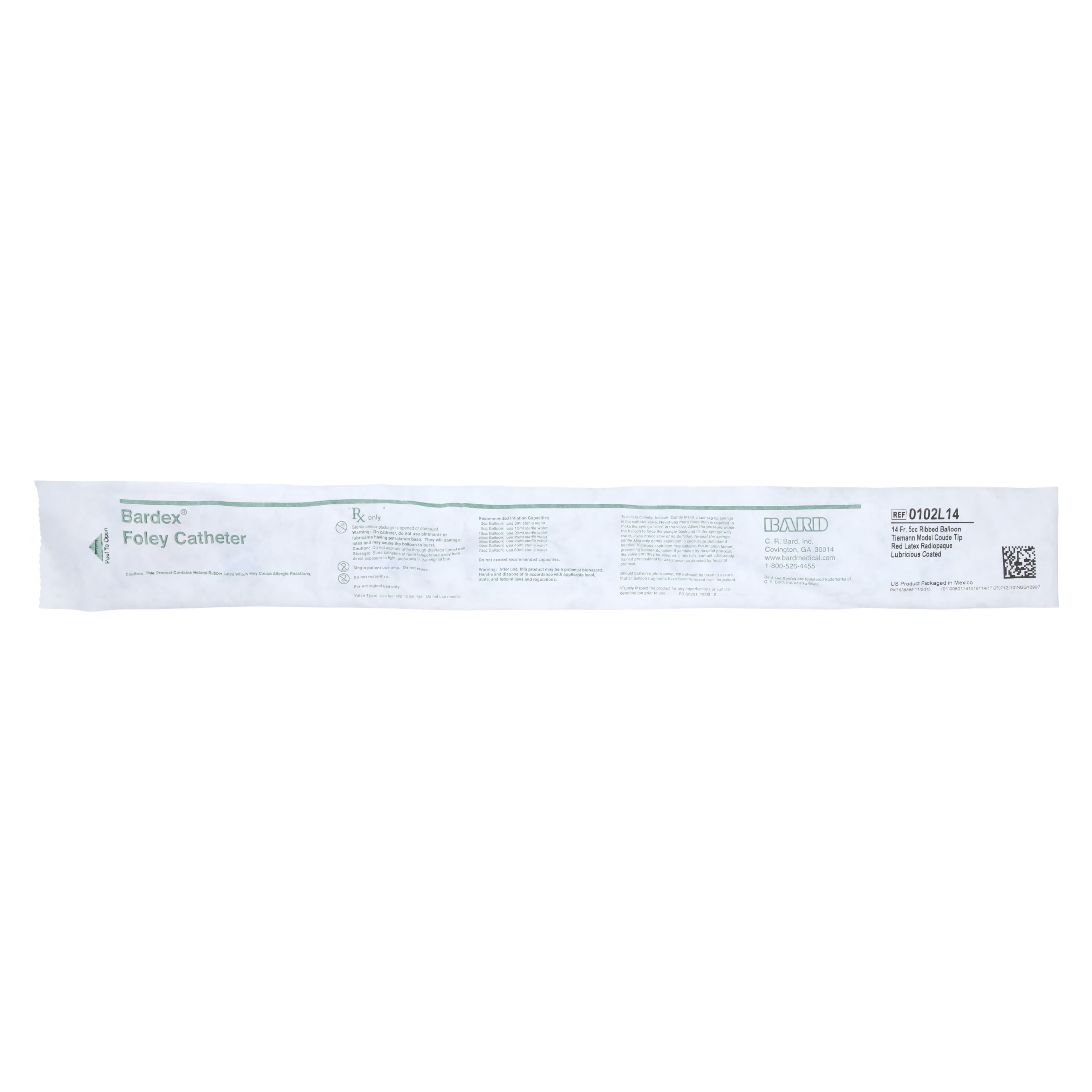 Bard Lubricath 2-Way Foley Catheter, Medium Coude Olive Tip, Latex, 14 Fr, 5 cc, Red - Tieman Coude Cath Red 5cc - Image 1