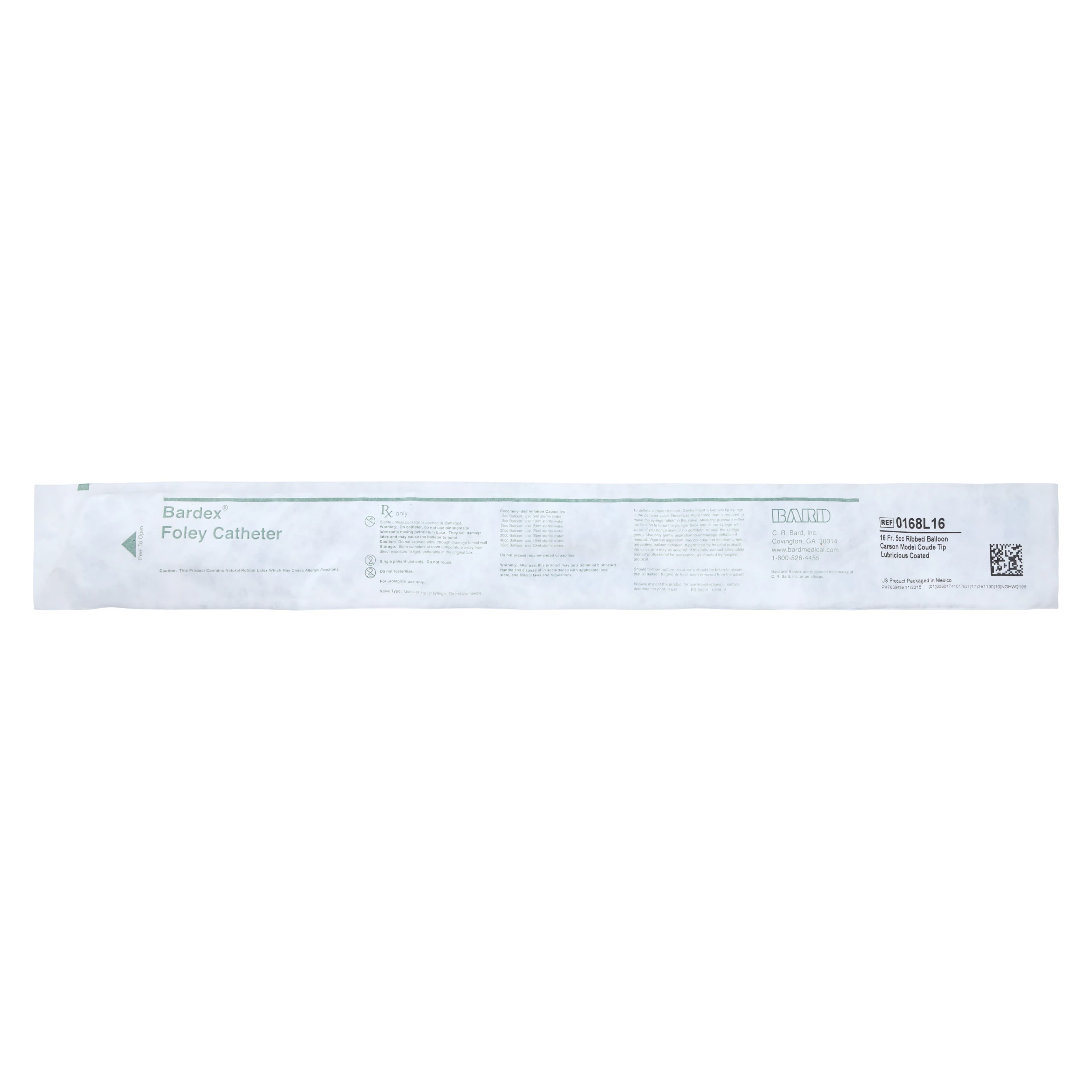 Bard Lubricath 2-Way Foley Catheter, Medium Coude Olive Tip, Latex, 16 Fr, 5cc, Hydrophilic Coated thumbnail 3