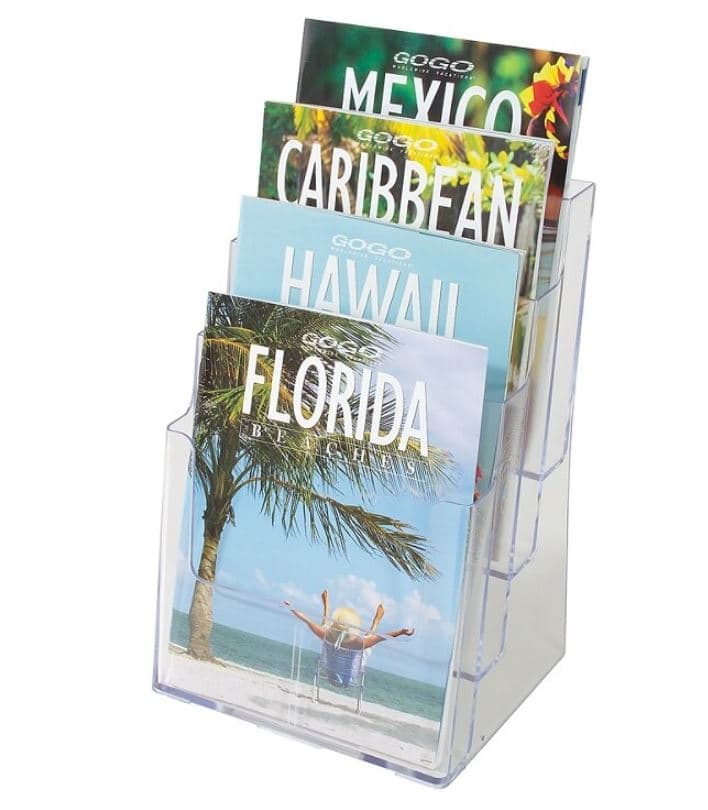 Deflect-O 4-Tier Magazine Literature Holder, Clear, 13.5" x 9.5" x 7" - Holder Literature 13.5x9.5x7" - Image 1