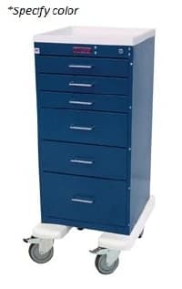 Harloff Mini-Cart Anesthesia Cart, Aluminum, 43-3/4 x 19-1/2 x 25 in, 6 Drawers, Casters - Cart Anesthesia Mini Line Alum - Image 1