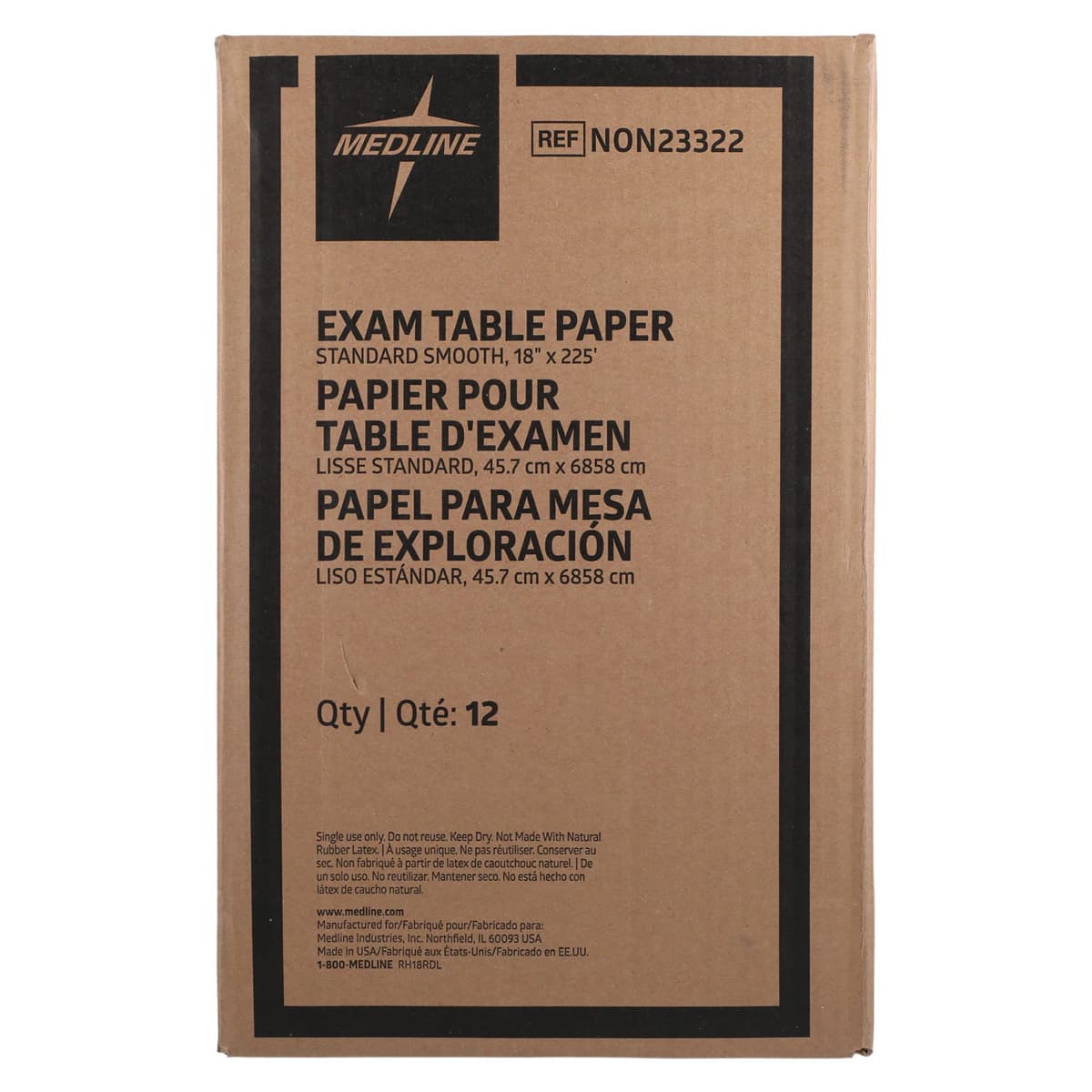 Medline Smooth Exam Table Paper, White, Non-Sterile, 18 in x 225 ft, 12 Rolls/Case thumbnail 3