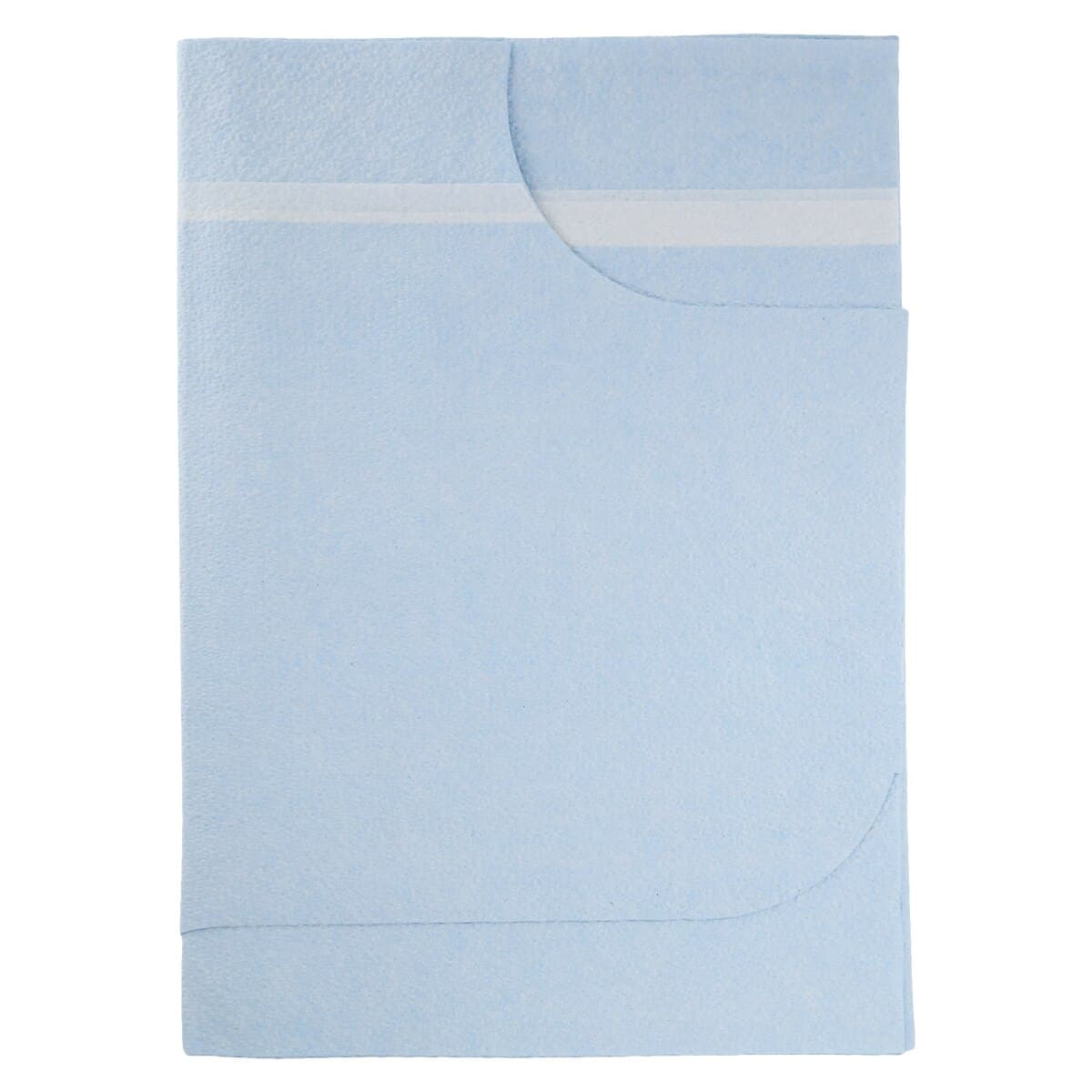 Tidi Products Exam Gown, Tissue/Poly/Tissue 3-Ply, Short Sleeves, Ties, Standard Size 30 in x 42 in, Blue, Disposable, 50/Case thumbnail 2