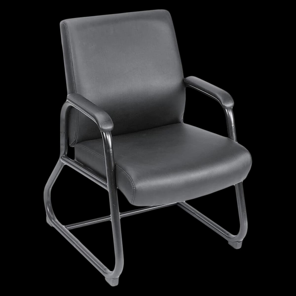 Boss Office Products CaressoftPlus Guest Chair, Steel Frame, Black, Each - Chair Guest Caresoft Blk Stl - Image 1