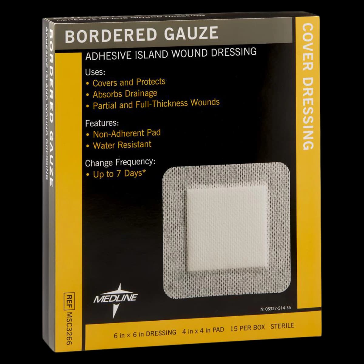 Medline MED Gauze Bordered Pad Sterile, 6x6" Cotton Island Dressing, Adhesive, Latex-Free - MED Guaze Bordered Pad Sterile - Image 1