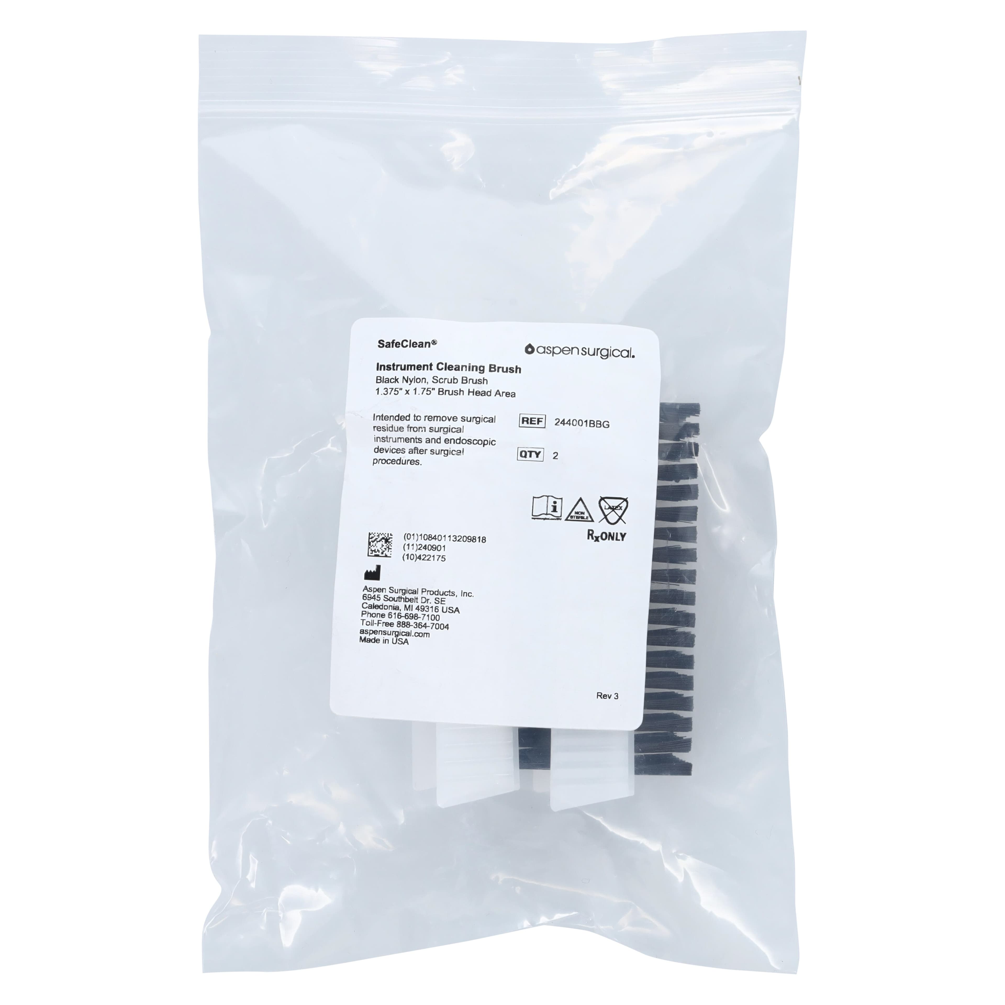 Aspen Surgical Safeclean Nailboard Brush, Nylon Bristle, 16x30x95mm, 2/Package thumbnail 5