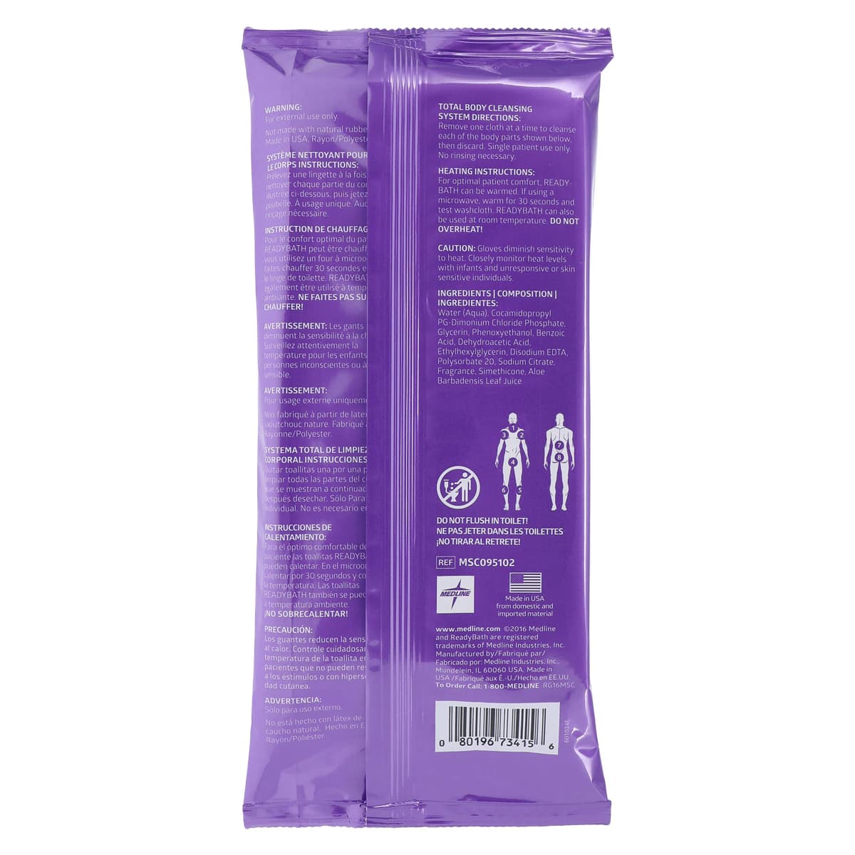 Medline ReadyBath LUXE Total Body Cleansing Washcloth, Heavyweight, Scented, 8x8", 24/Case thumbnail 2