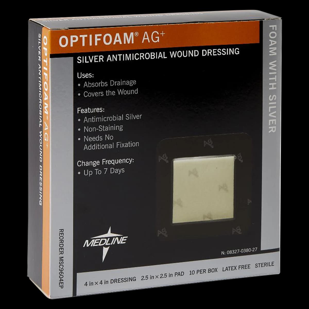 Medline Optifoam Adhesive Foam Wound Dressing, 4" x 4", Square, Sterile - Dressing Adhesive Optifoam - Image 1