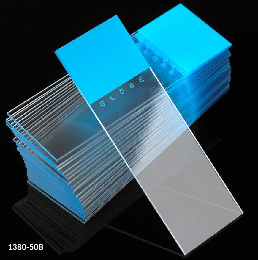 Globe Scientific Diamond Frosted Microscope Slides, 25x75mm, Blue, 1440/Case - Slide Mcrscp Dmn Gls/Frst Blue - Image 1
