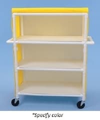 Healthline Medical Linen Cart, PVC 3-Shelf, 60-1/4"H x 52"W x 21-1/2"D - Cart Linen PVC 3-Shelf - Image 1
