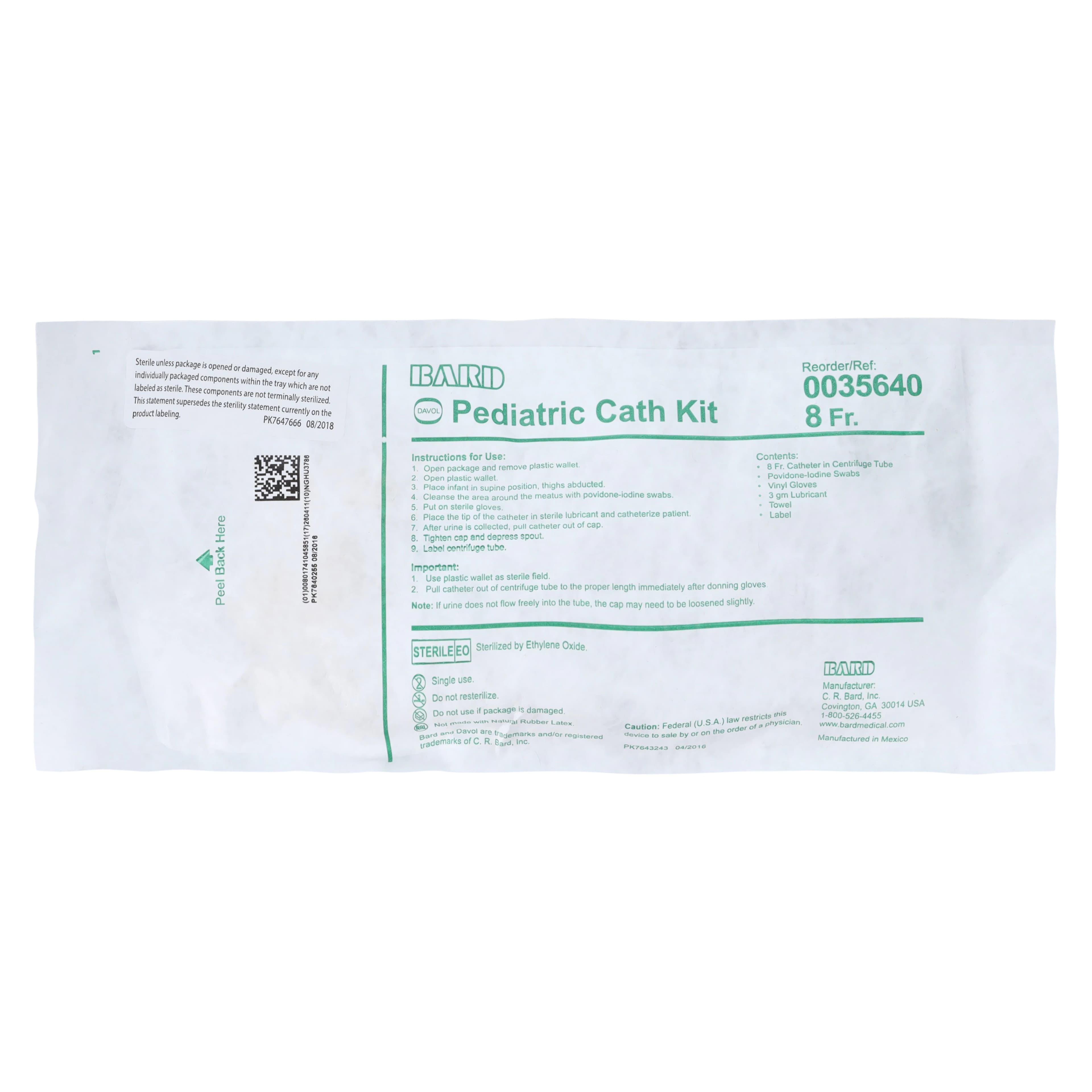 Bard Medical Pediatric Catheter Kit, 8 Fr, Straight, PVC Urine Specimen Kit - Catheter Kit Pediatric 8fr ST - Image 1