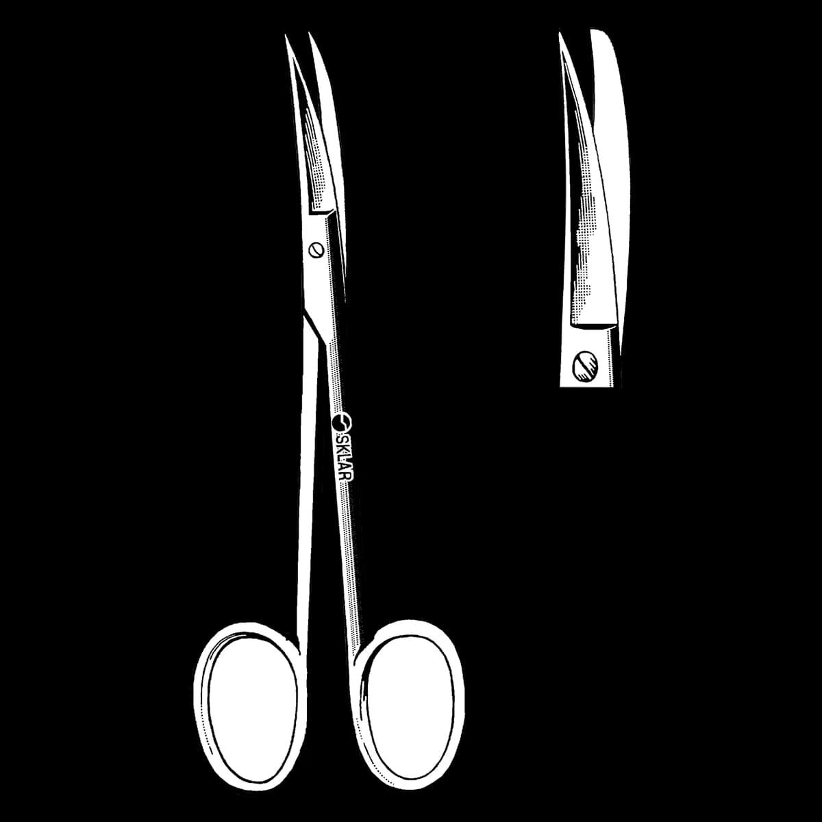 Sklar Wagner Scissors, Curved, 4-1/2", Stainless Steel, Non-Sterile, Reusable, Each - Scissor Wagner SS Crv S/B Slvr - Image 1