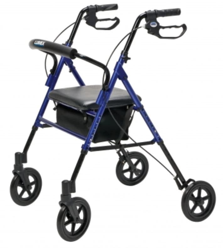 Lumex Set n' Go Rollator Walker, Adjustable Height, Blue, 350 lb Capacity, 8" Wheels - Rollator Walker Lumex Adj Blue - Image 1