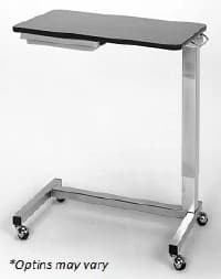 Novum Med Overbed Table with C Base and Vanity, 18x32", 30-45" Adjustable Height, Spring Lift - Table Overbed C Base w/Vanity - Image 1