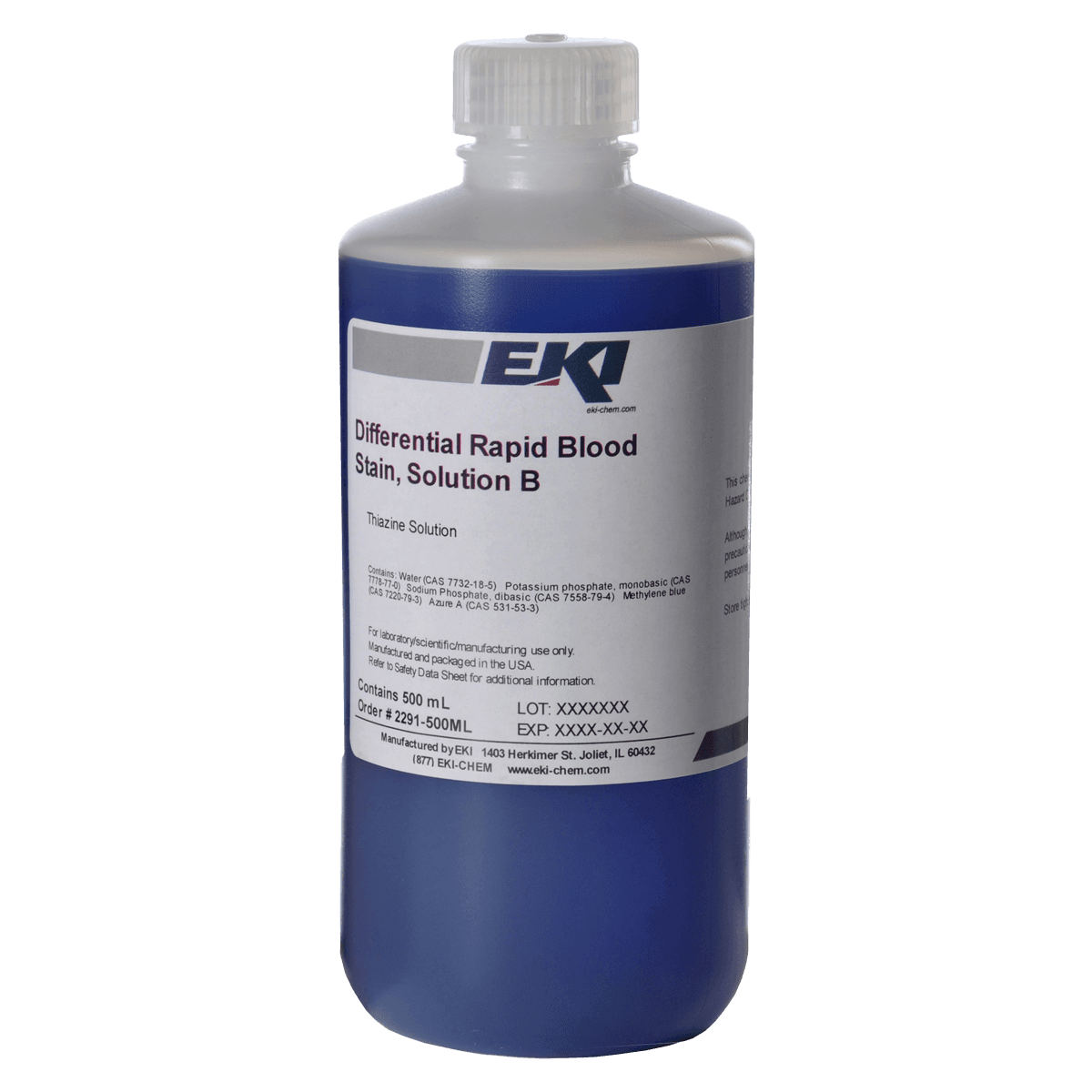 EK Industries Differential Rapid Blood Stain Solution B, Blue, 500mL Bottle - Differential Rapid Bld Stain B - Image 1