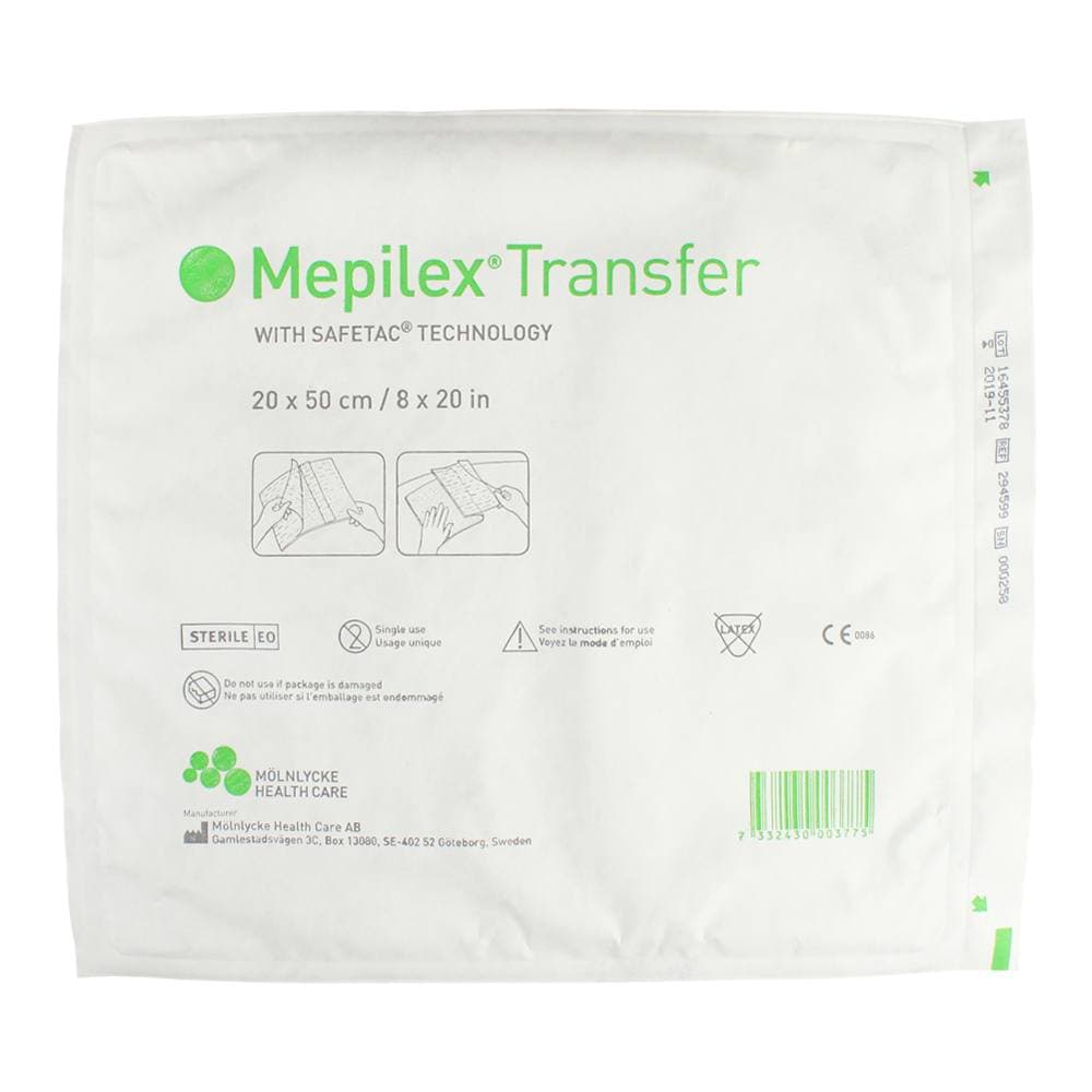 Mepilex Transfer Foam IV Dressing, 8x20", Sterile, Non-Adherent, White - Dressing Mepilex Transfer - Image 1