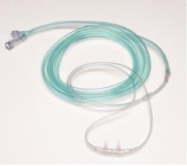 SunMed Oral-Trac Nasal EtCO2 Sampling Cannula with O2 Delivery, Adult, Curved Prong, Male Luer, 10 ft O2/CO2 Tubing, 25/Case, 4707-10-10-25 - Cannula Sample Adlt 10'O2/CO2 - Image 1