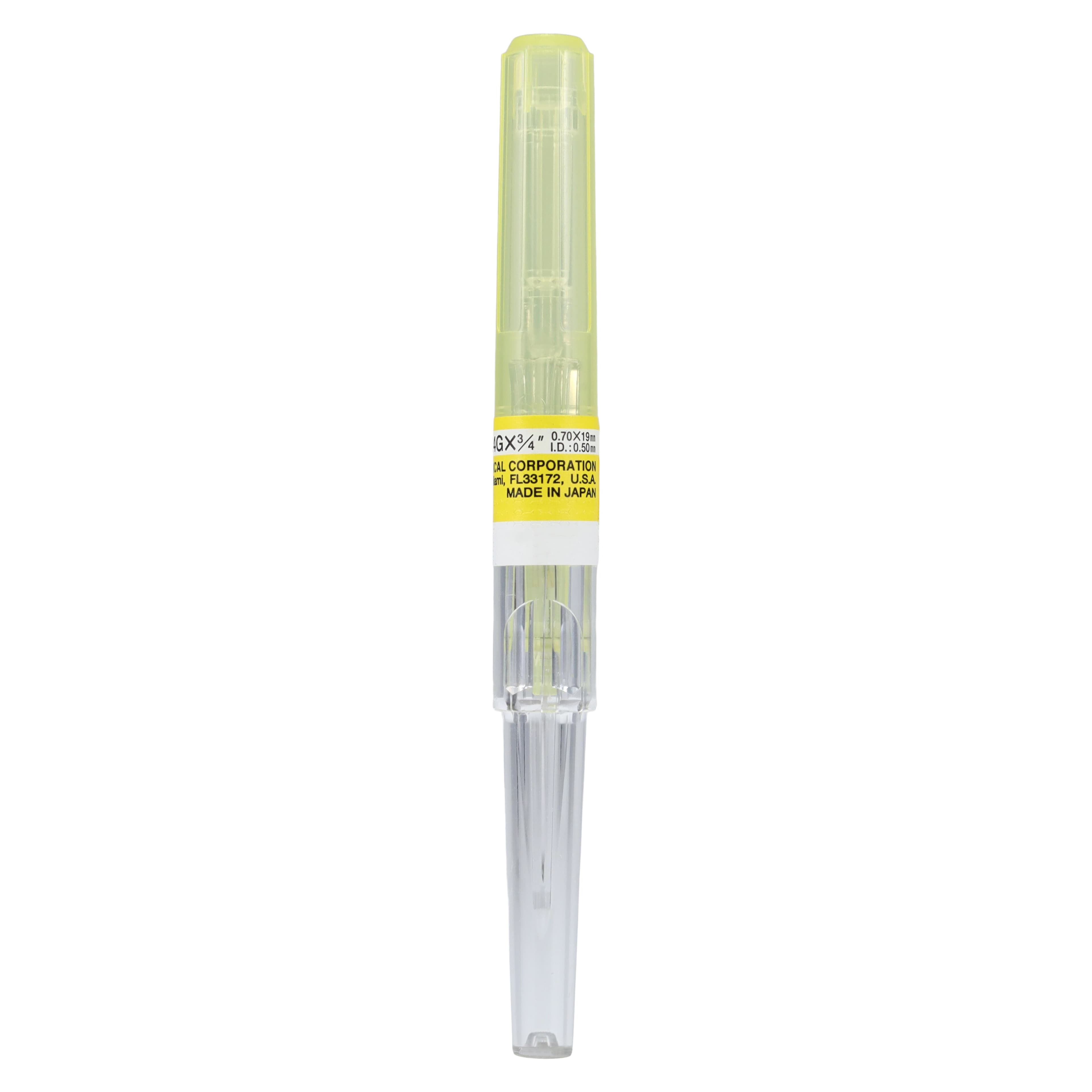 Nipro Safelet IV Catheter, 24 Gauge, 3/4", Luer Tapered End, Teflon, Sterile, Yellow, Safety, 50/Box thumbnail 5