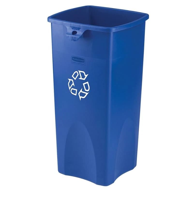 Rubbermaid Square Recycling Container, Blue/White, 23 Gallon - Container Recycling Rbrmd 23Ga - Image 1