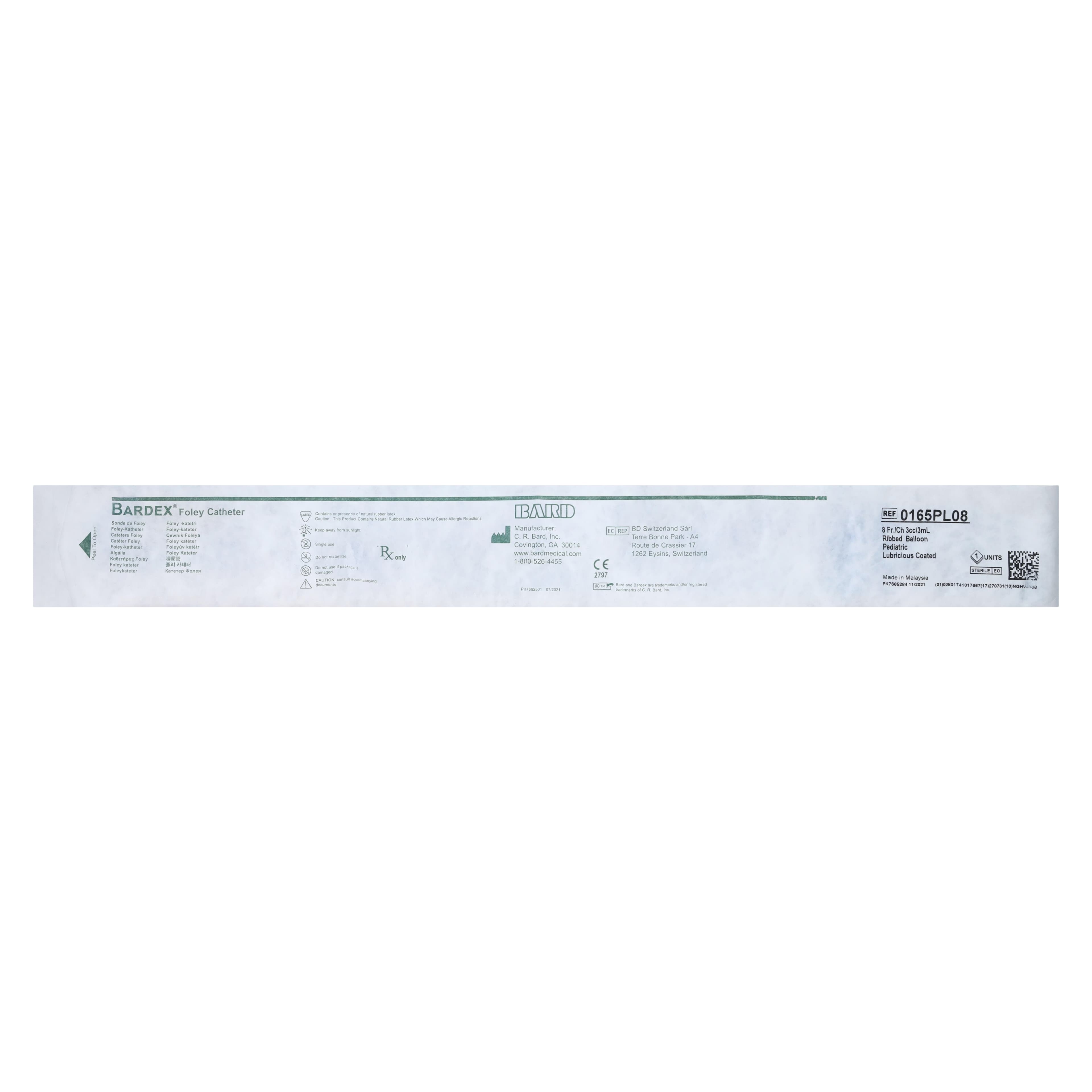 Bard Lubricath 2-Way Foley Catheter, Latex, 8 Fr, 3 cc Balloon, Short Round Tip - Bardex Cath Foley Latex 3cc - Image 1