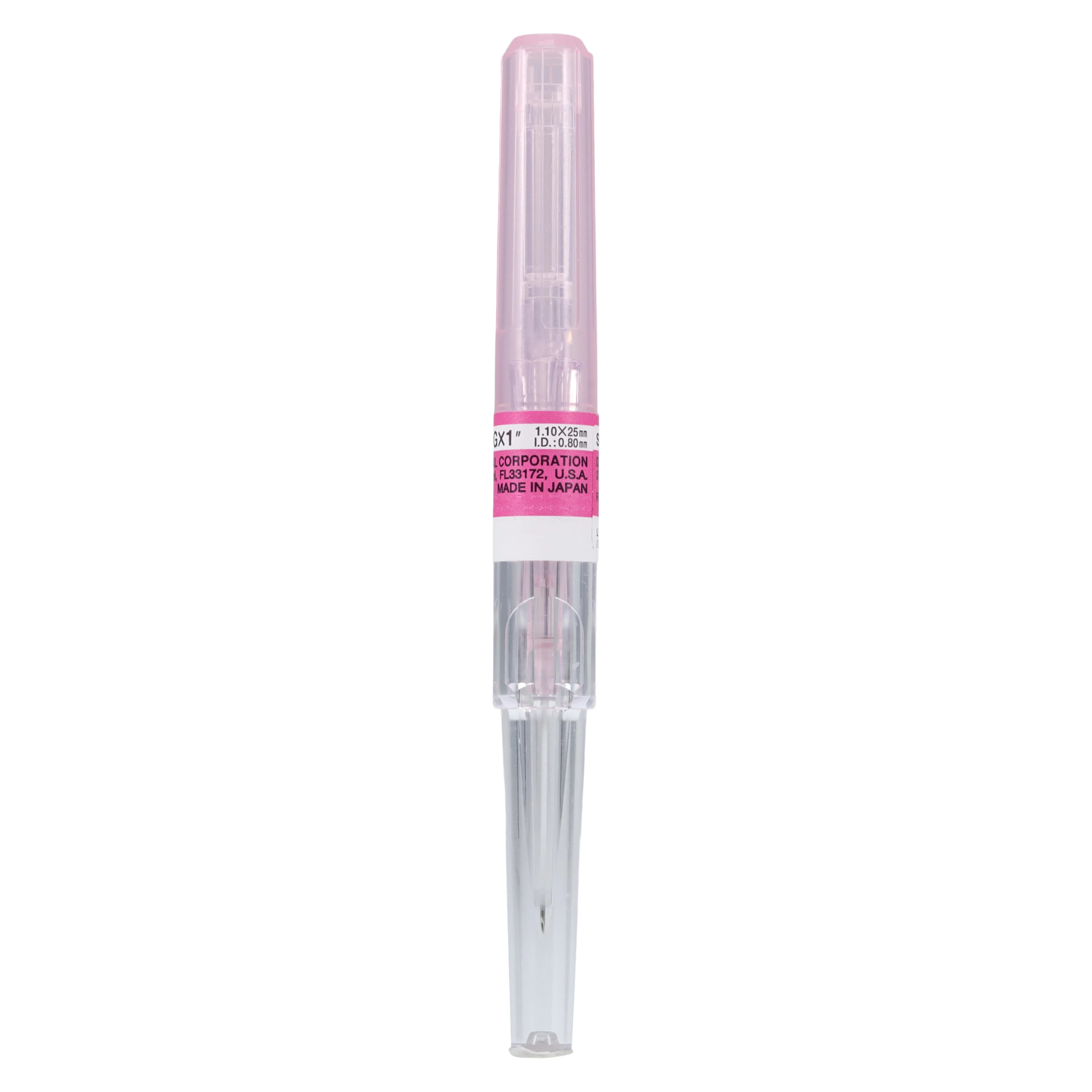 Nipro Safelet IV Catheter, 20 Gauge, 1" Luer Tapered End, Pink, Sterile, Safety, 50/Box thumbnail 3
