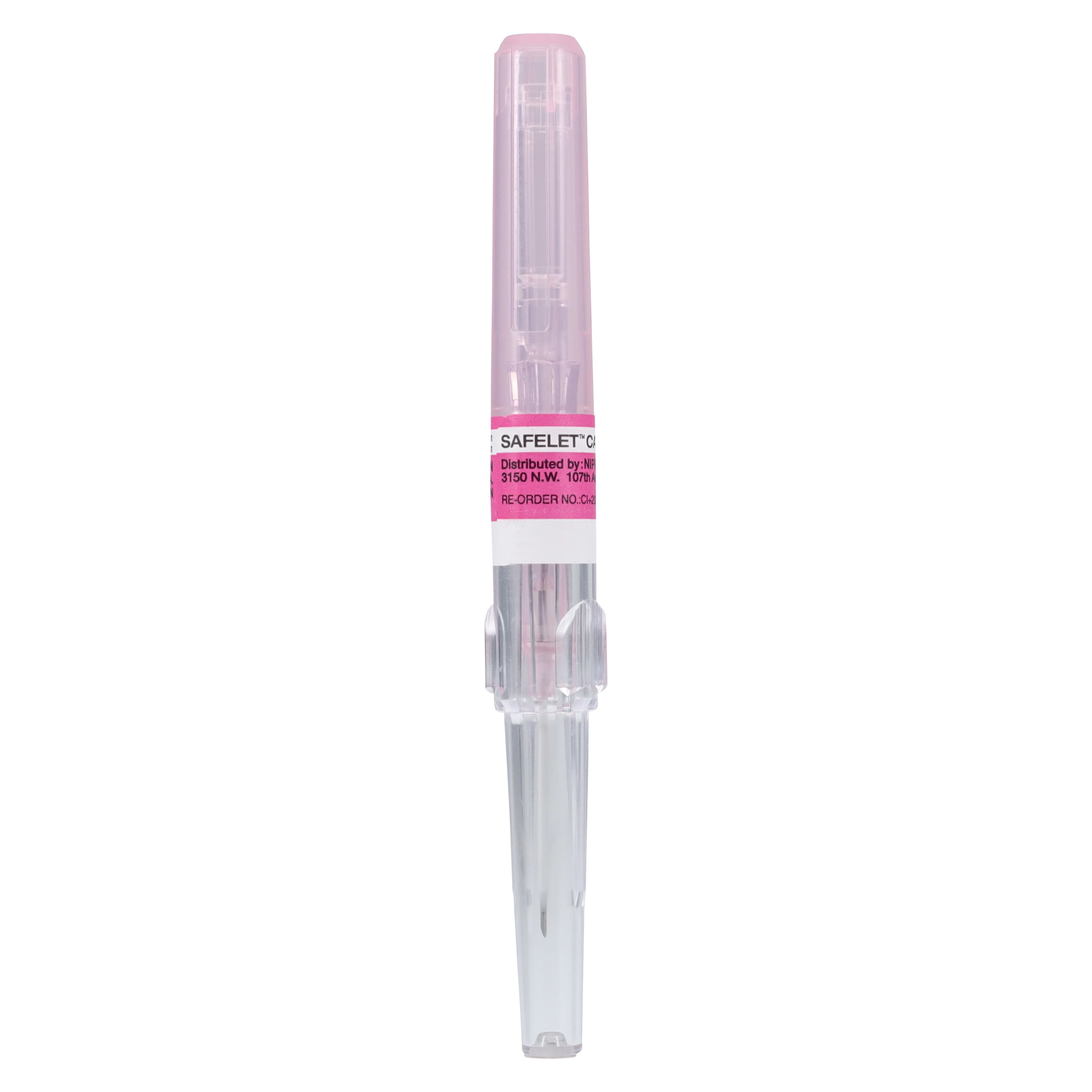 Nipro Safelet IV Catheter, 20 Gauge, 1" Luer Tapered End, Pink, Sterile, Safety, 50/Box thumbnail 5