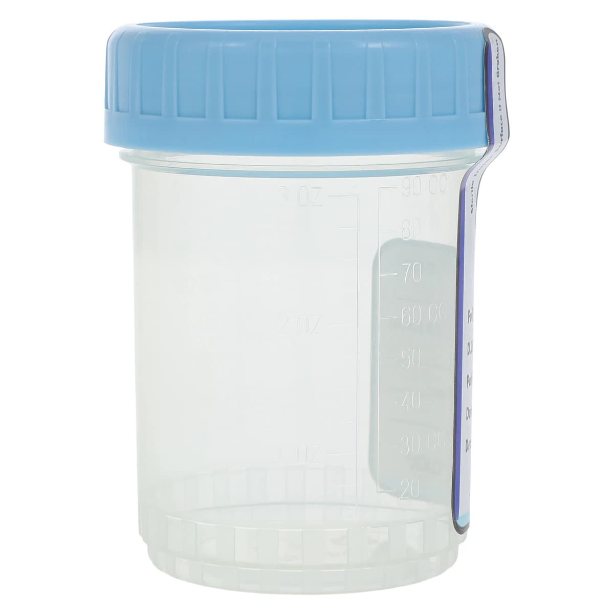 Medegen ClikSeal Sterile Specimen Container, 90mL, Attached Screw Cap, Blue, 400/Case thumbnail 2