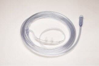 SunMed Salter-Style Adult Nasal Oxygen Cannula, Low Flow (<6 LPM), 3-Channel, 7 ft Tubing, Clear, 50/Case - Cannula Nsl Adult 7' Tube - Image 1
