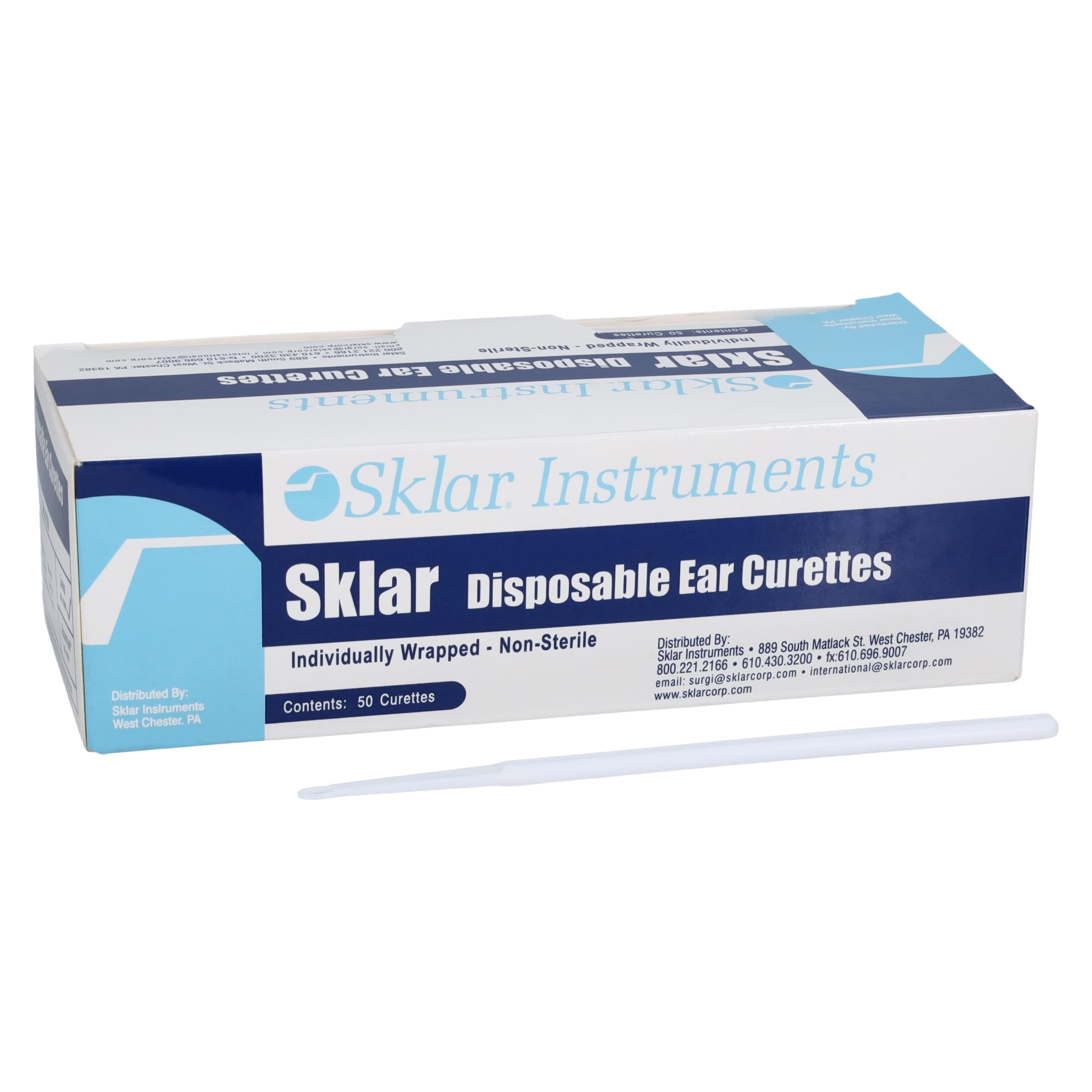 Sklar Instruments Ear Curette, Disposable Polymer, Non-Sterile, 5-3/4" Length, 50/Box - Curette Ear Disp Loop - Image 1