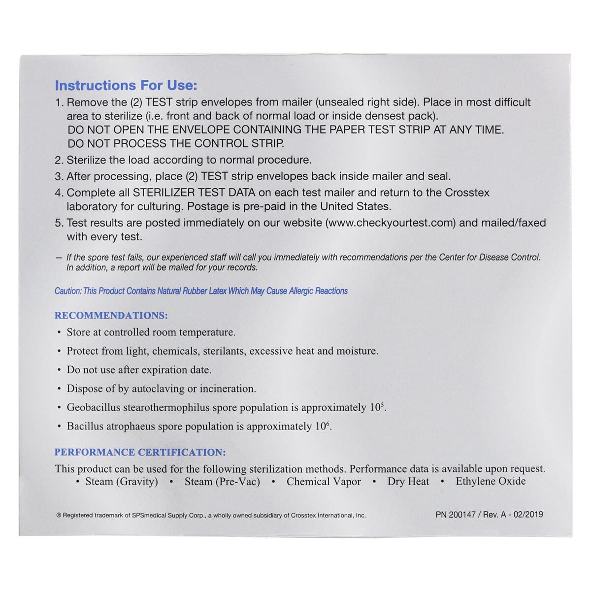 PassPort Sterilizer Monitoring Service, Mail-In Biological Indicators, 12/Box, PS-012 thumbnail 5