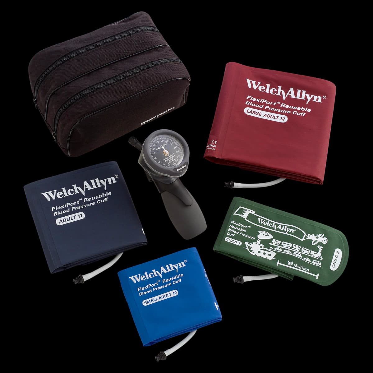 Welch Allyn Tycos DuraShock Aneroid Sphygmomanometer, Adult Size 9/10/11/12, Black/Gray, Latex-Free, Arm Dial Display, Each - Tycos Sphyg Hand Held - Image 1