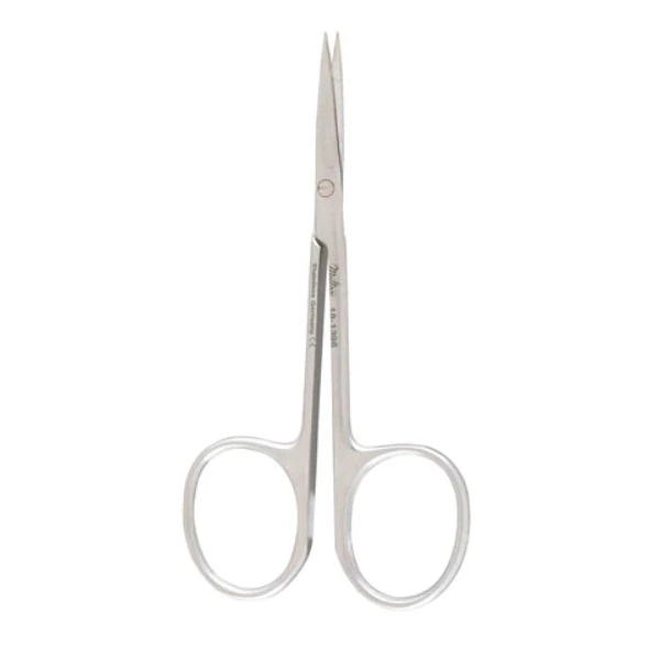 Miltex Meister-Hand Iris Scissors, Curved, 3-3/4", Stainless Steel, Ribbed - Iris Scissors 3-3/4, Curved - Image 1
