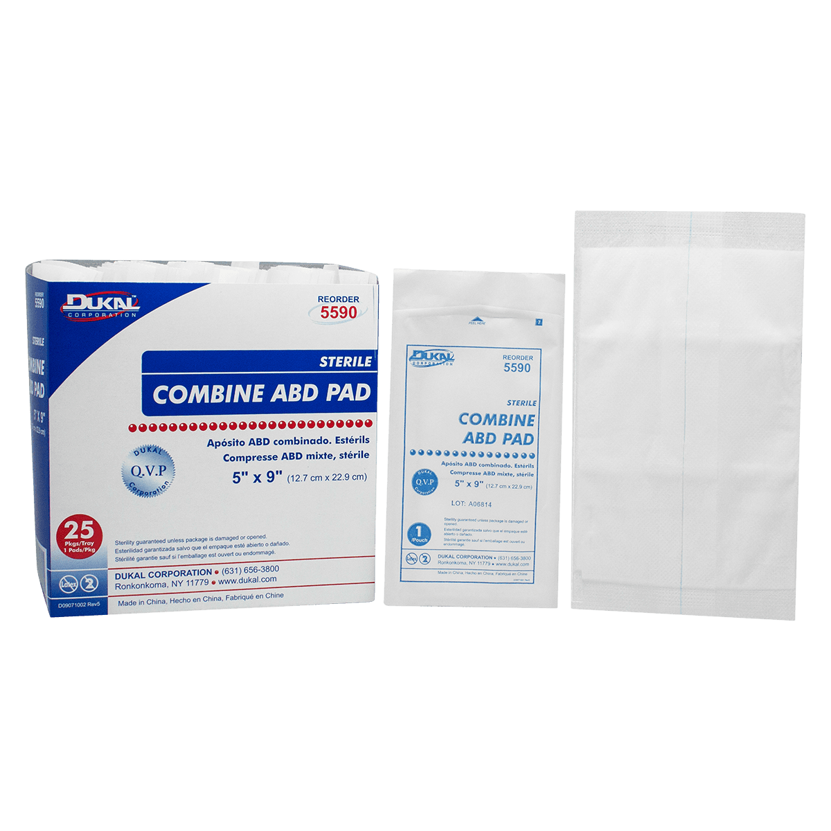 Dukal Cellulose ABD Combine Pad, 5x9", Sterile, Latex-Free, 1/Each - Pad Combine ABD 1's ST - Image 1