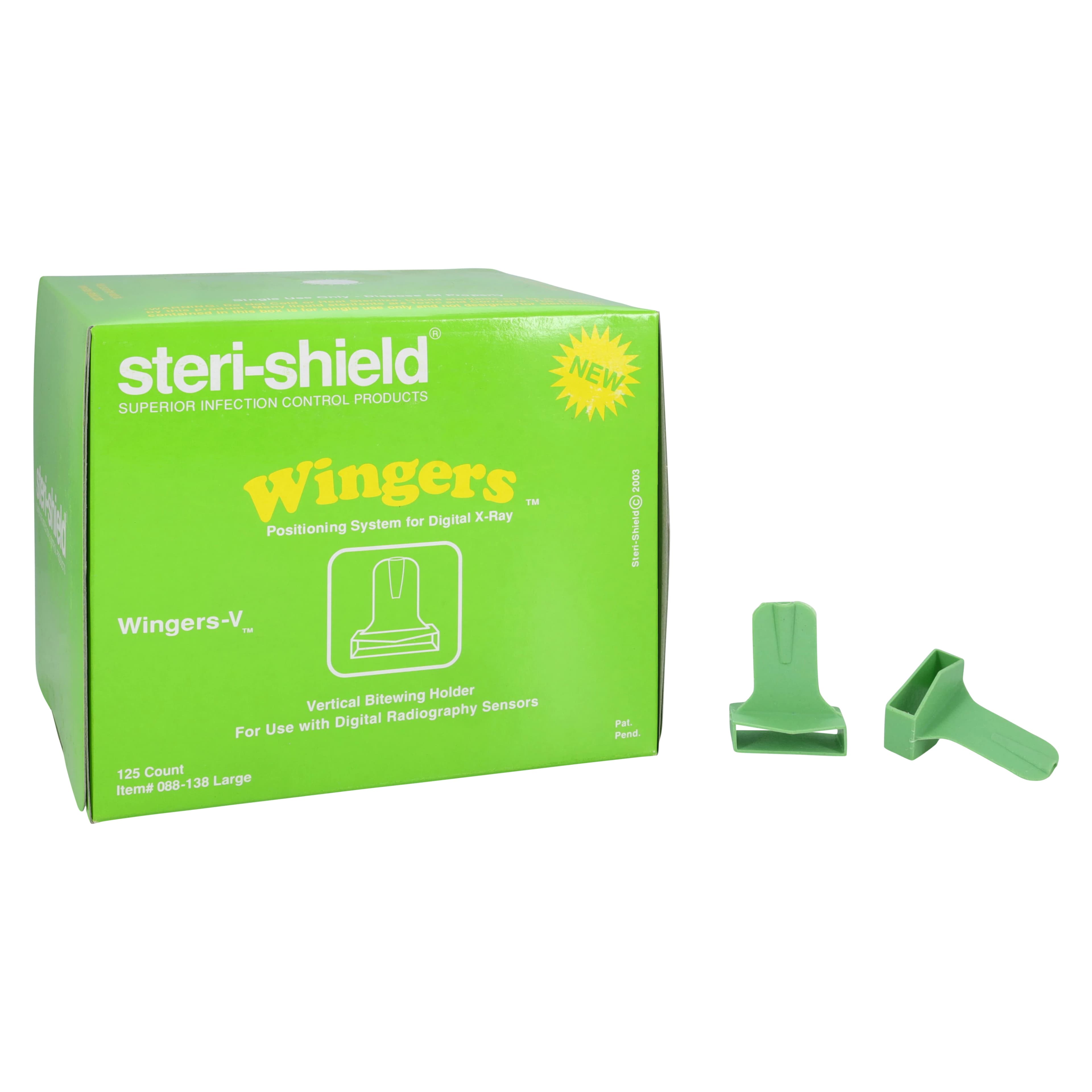 Steri-Shield Wingers-V Digital Sensor Holder, 2 Vertical Bitewing, Large, Disposable, Green, 125/Box thumbnail 2