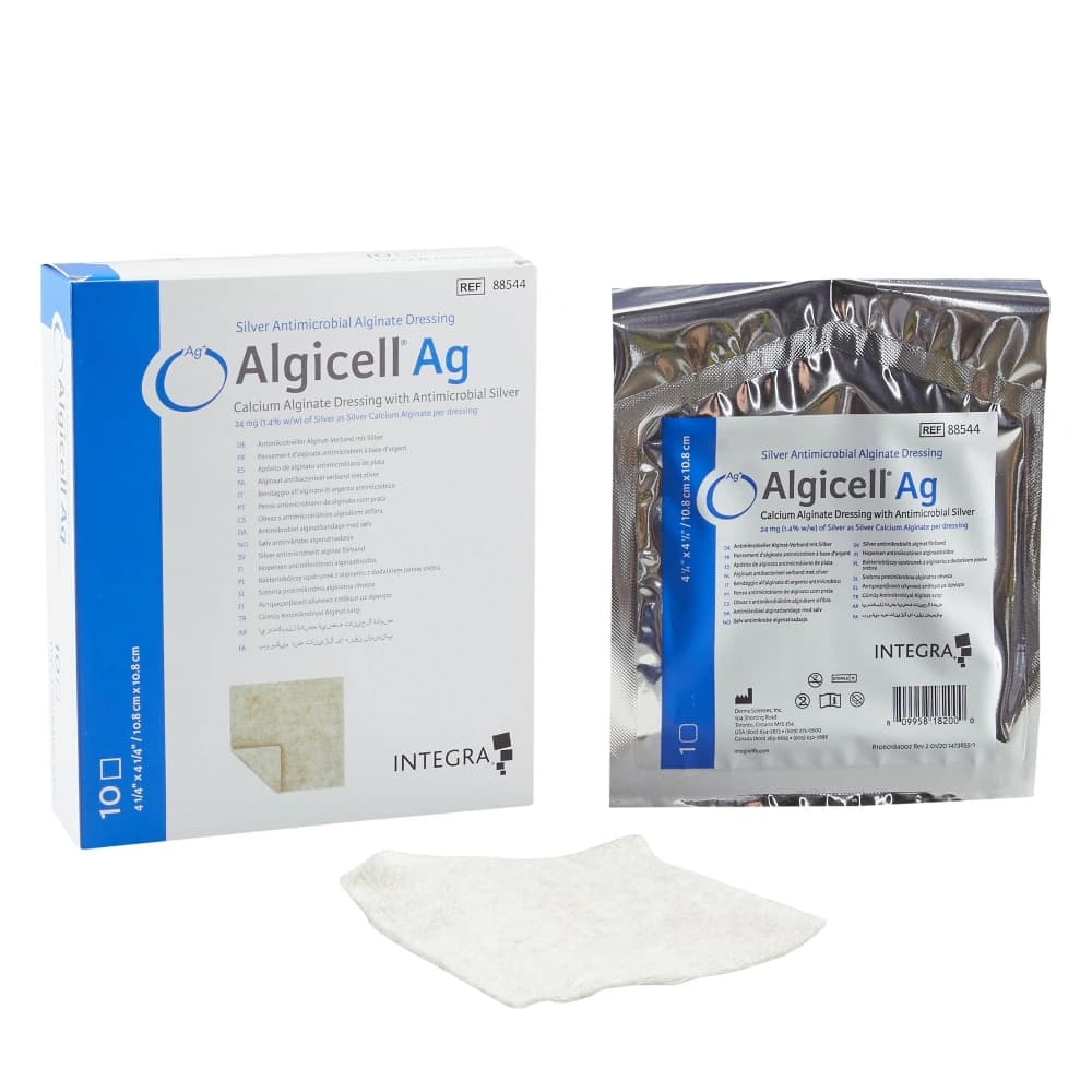 Algicell Ag Calcium Alginate Wound Dressing, 4-1/4" x 4-1/4", Sterile, Latex-Free - Dressing Algicell Ag - Image 1