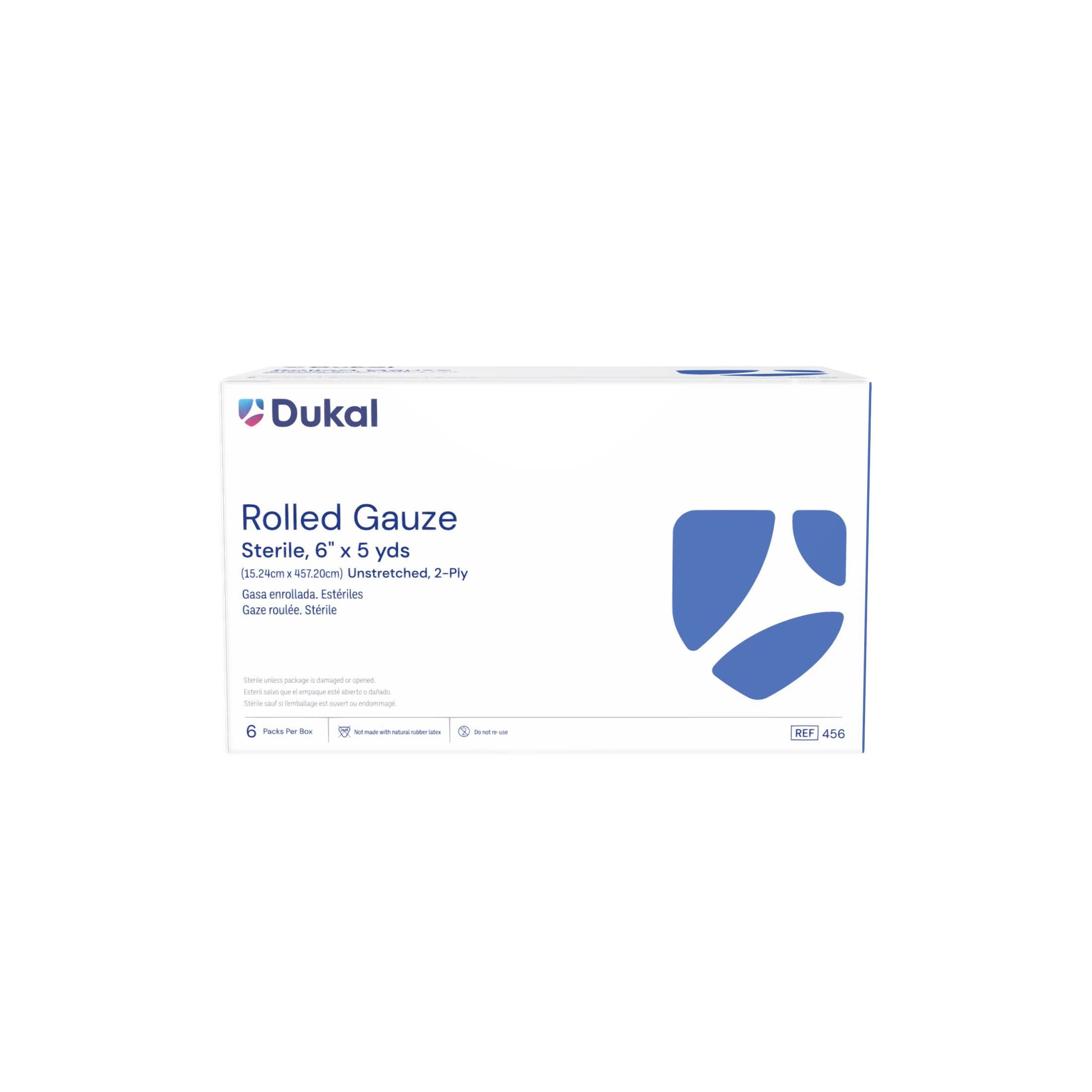 Dukal Gauze Bandage Roll, 2-Ply, Sterile, 6" x 5 yd, 6/Package - Gauze Roll 2Ply ST - Image 1