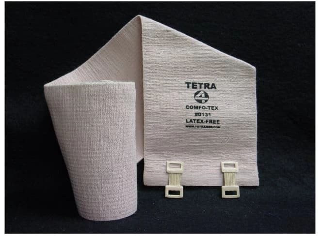 Comfo-Tex Elastic Bandage, 4" x 5 yd, with Clips, Latex-Free, 12/Box - Bandage Elst ComfoTex Clips LF - Image 1