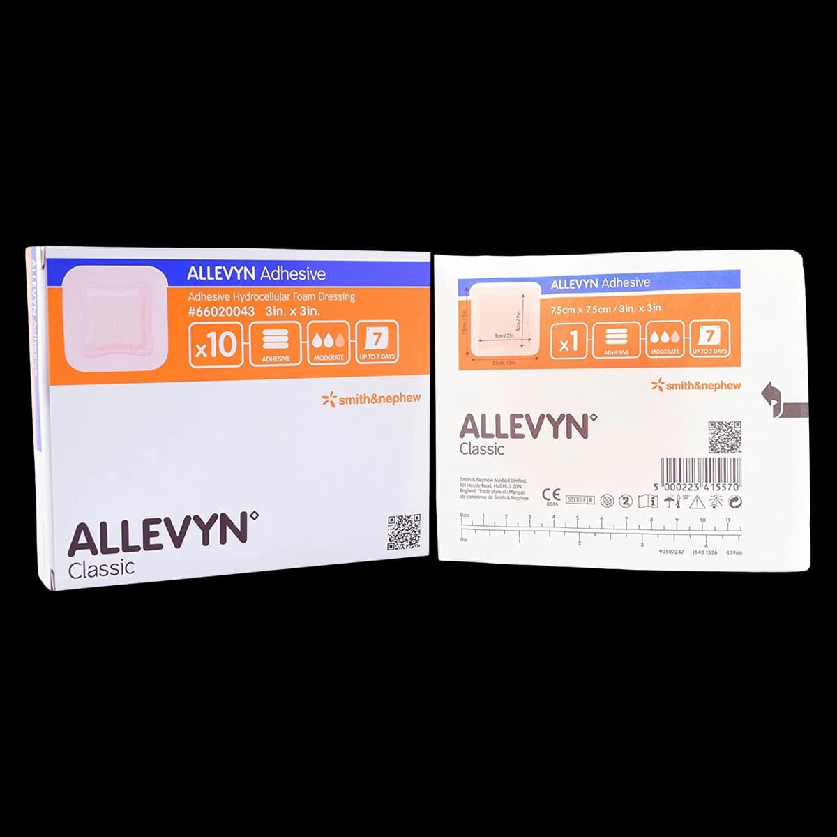Allevyn Adhesive Hydrocellular Dressing, 3x3" (7.5 x 7.5 cm), Sterile, Non-Adherent, Absorbent, Latex-Free - Allevyn Adhesive Dressing - Image 1
