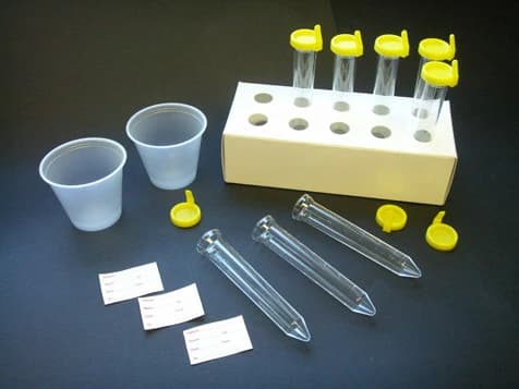 Globe Scientific Uri-Pak Urine Collection System, 12mL Polystyrene Tube with Collection Cups and ID Labels, Non-Sterile, Snap Cap, Clear, 500/Case - Urine Transfer Kit - Image 1