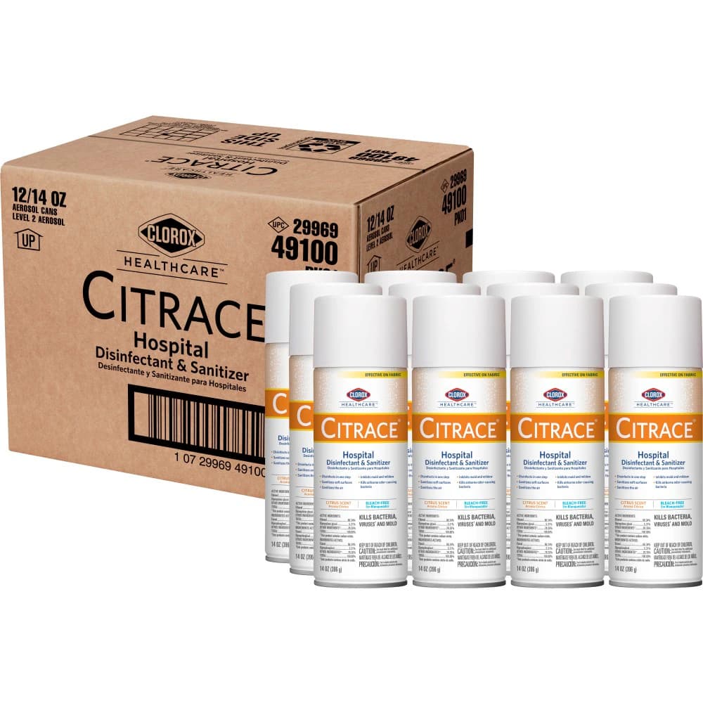Clorox Healthcare Citrace Hospital Germicidal Deodorizer Aerosol Spray, Citrus, 14 oz Can, EPA 67619-29 - Citrace Hospital Germacide Spray 14oz - Image 1