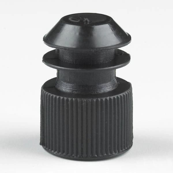 Globe Scientific Flange Plug Cap, Polyethylene, Black, 12mm, 1000/Bag - Cap Flanged Plug 12mm - Image 1