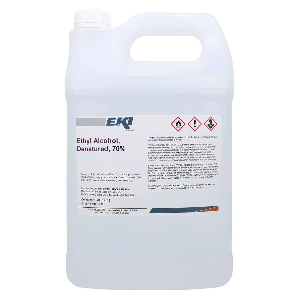Alcohol Ethyl 70% Reagent Denatured, 1 Gallon, Each - Alcohol Ethyl 70% - Image 1