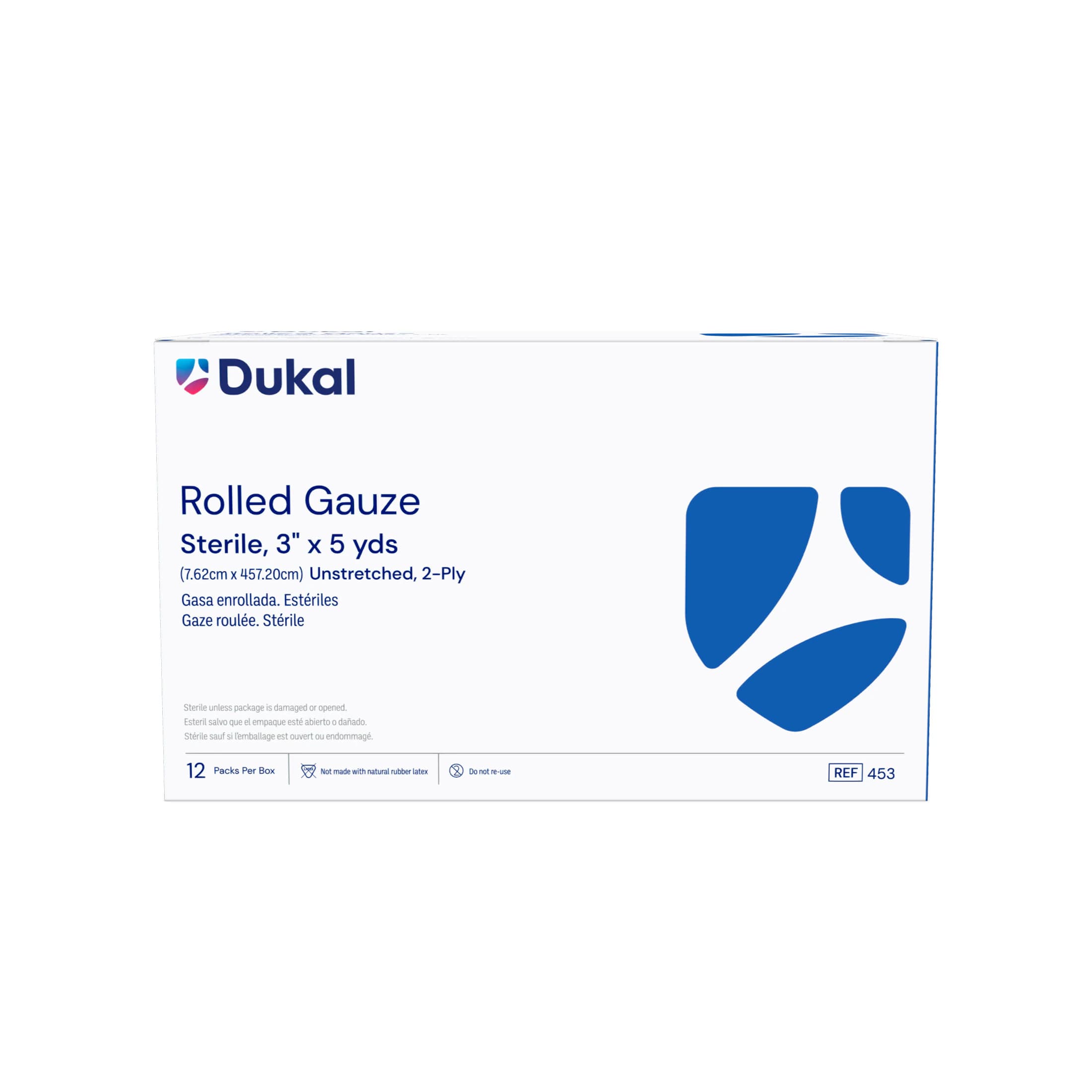 Dukal Gauze Bandage Roll, 2-Ply, Sterile, 3" x 5 yd, 12/Package - Gauze Roll 2Ply ST - Image 1