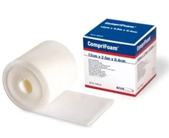 CompriFoam Polyurethane Foam Conforming Bandage, 12 cm x 2.5 m x 0.4 cm, Non-Sterile, White, Latex-Free, Roll - CompriFoam Bandage 2.5m - Image 1