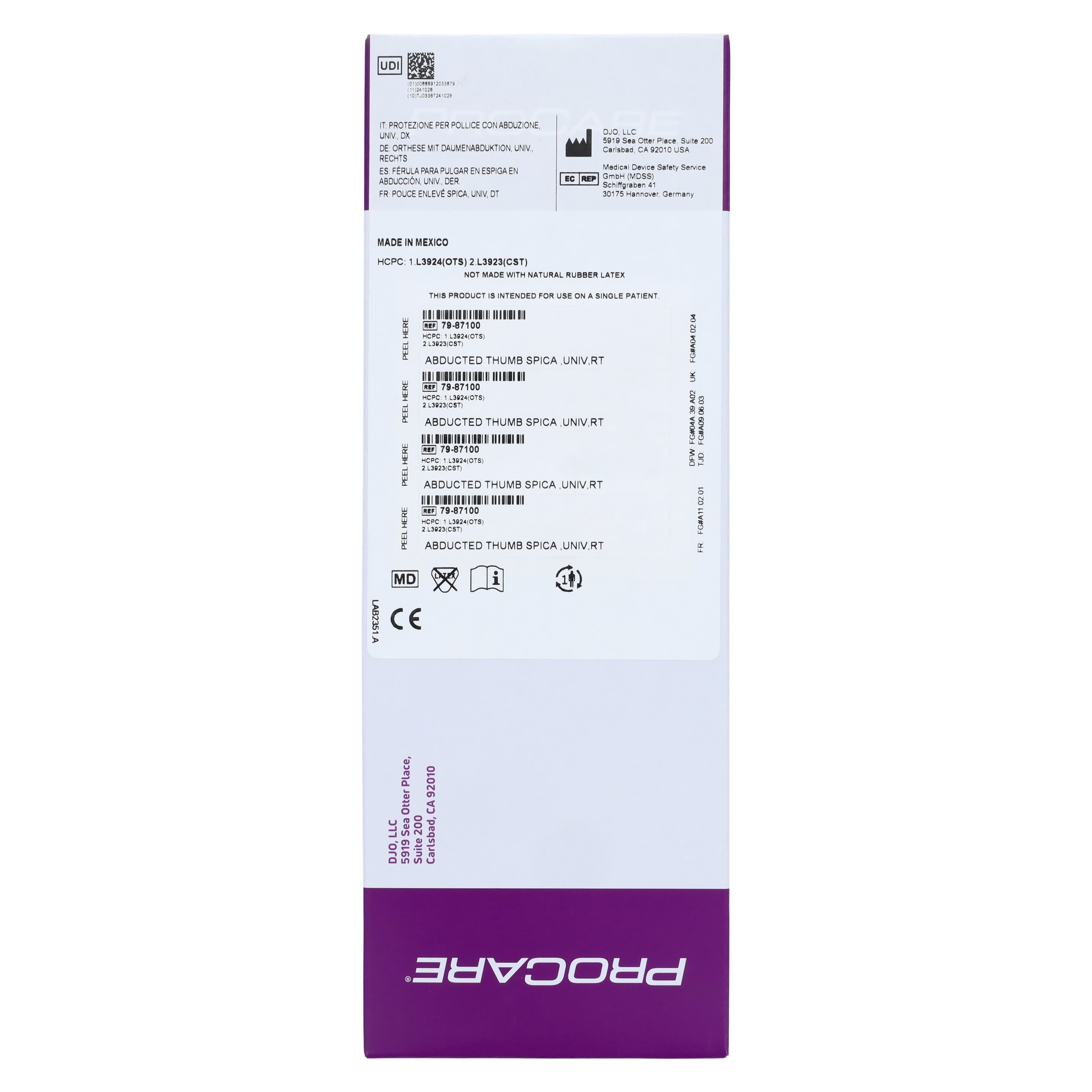 ThumbSPICA Abducted Thumb Spica Splint, Right Hand, Adult, One Size Fits All, Volara Foam Laminate thumbnail 6
