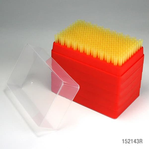 Globe Scientific Pipette Tips, 1-200 µL, Non-Graduated, Universal, Non-Sterile, Disposable, Racked, Yellow, 1000/Box thumbnail 2
