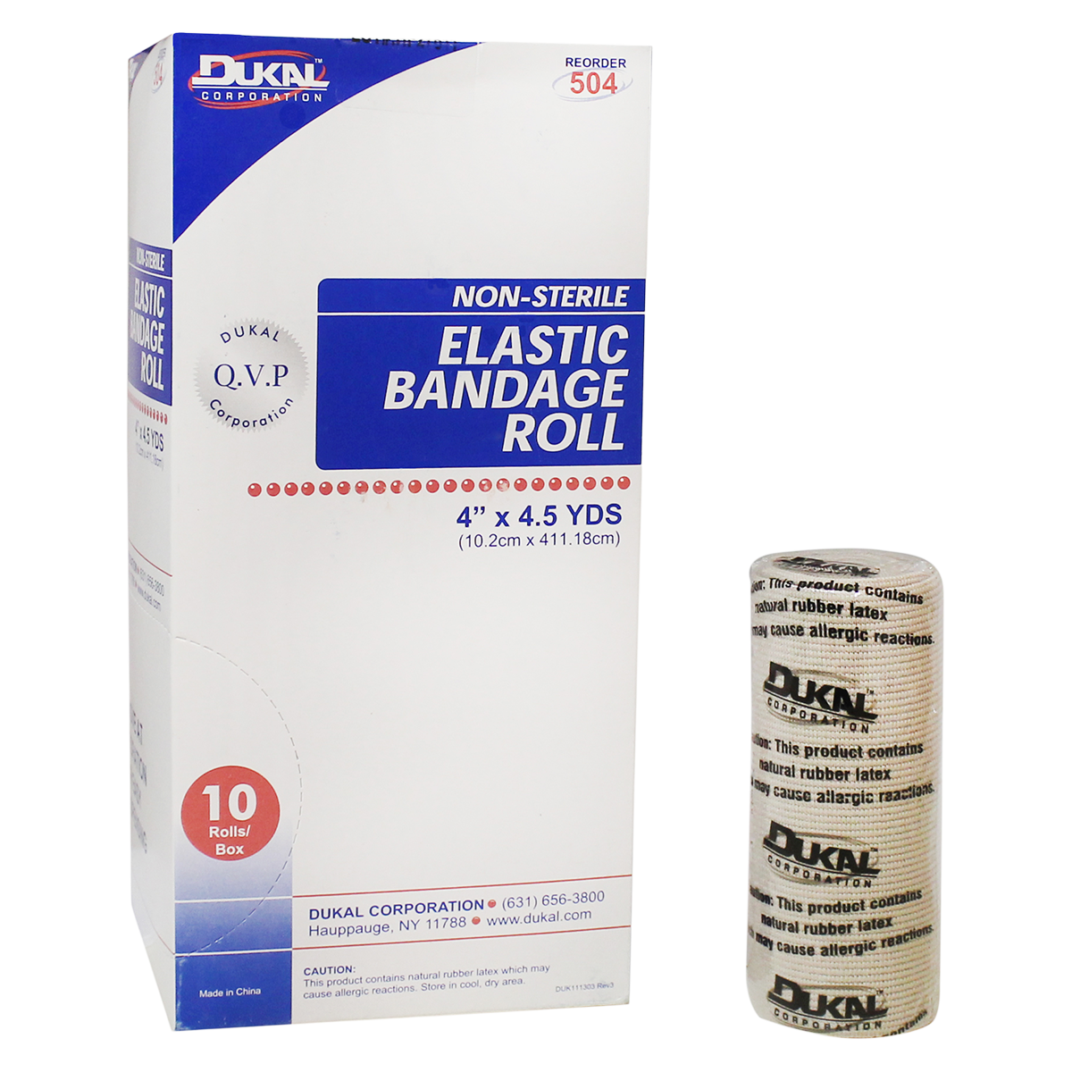 Dukal Stretch Bandage Elastic, 4" x 4.5 yd, Tan, Non-Sterile, 10/Box thumbnail 2