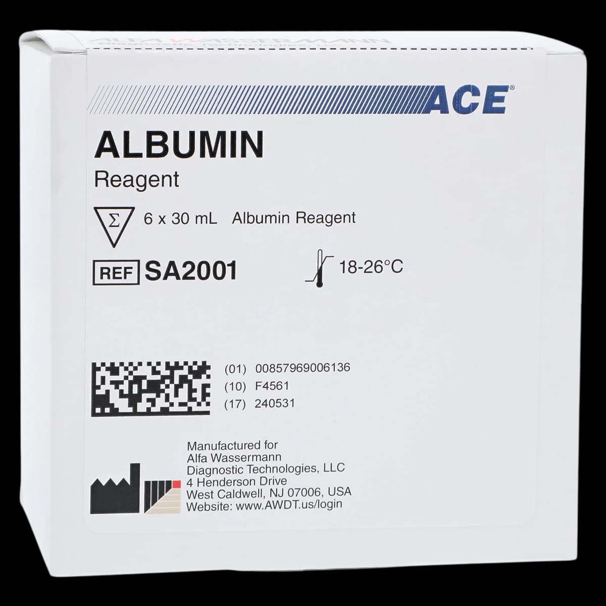 Albumin Reagent, 6x30mL, 600 Count Kit, Alfa Wassermann Inc - Albumin Reagent - Image 1